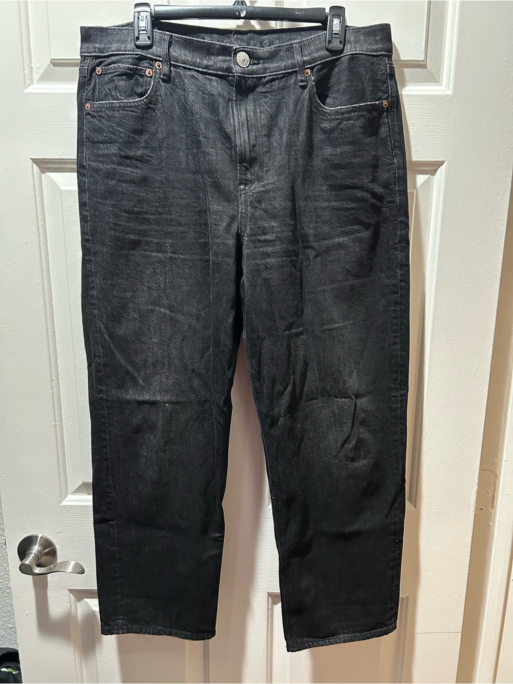 American Eagle Women's 90's Boyfriend Jeans Straight Leg Black Size 14 Regular